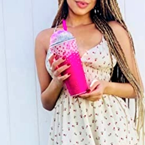 Adorable Handmade Blinged Out Rhinestone Embellished 22oz Tumbler with Domed Lid - Picture 3 of 4